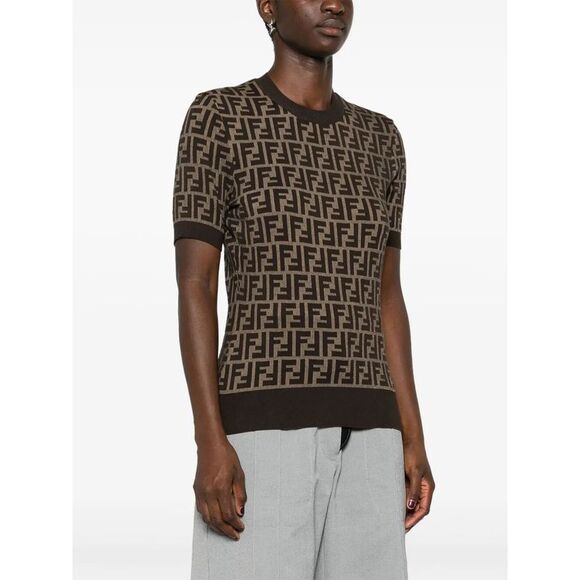 Fendi Women Ff Short Sleeved Cotton Jumper - Picture 7 of 7